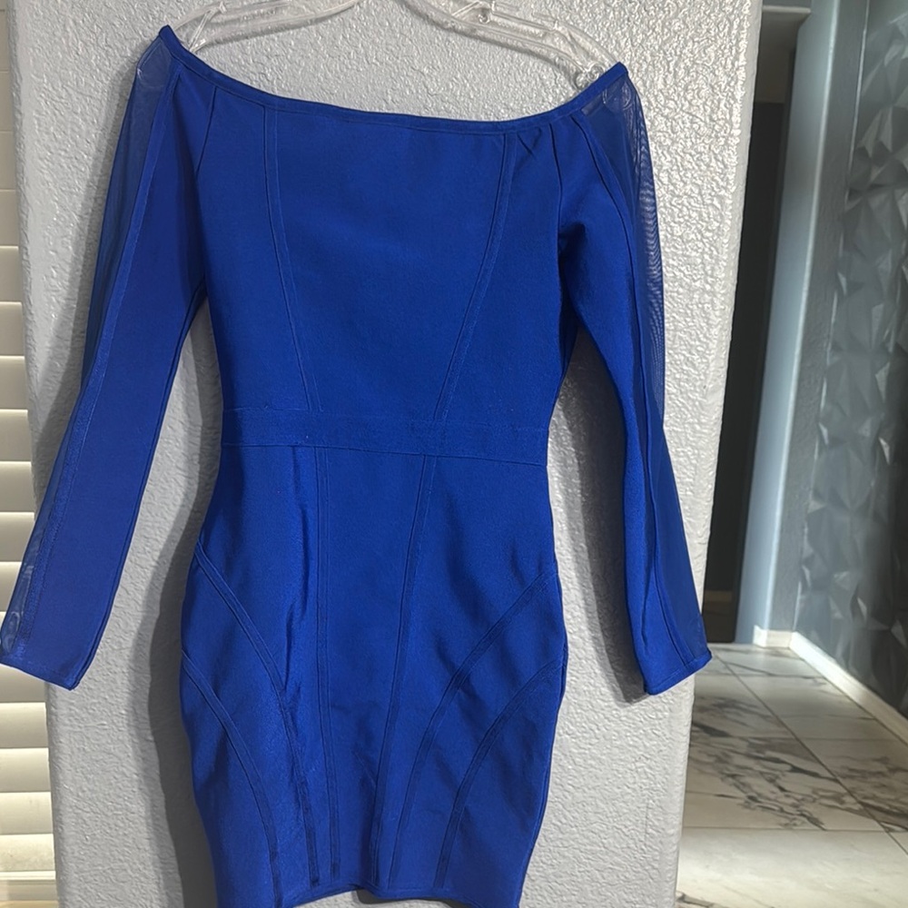 Elegant Blue Off-Shoulder Dress